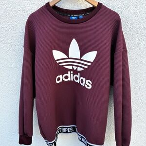 Adidas Originals Textured Logo Sweatshirt | Maroon | Size M